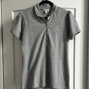 Burberry Brit Gray Polo Collar Women's Top
